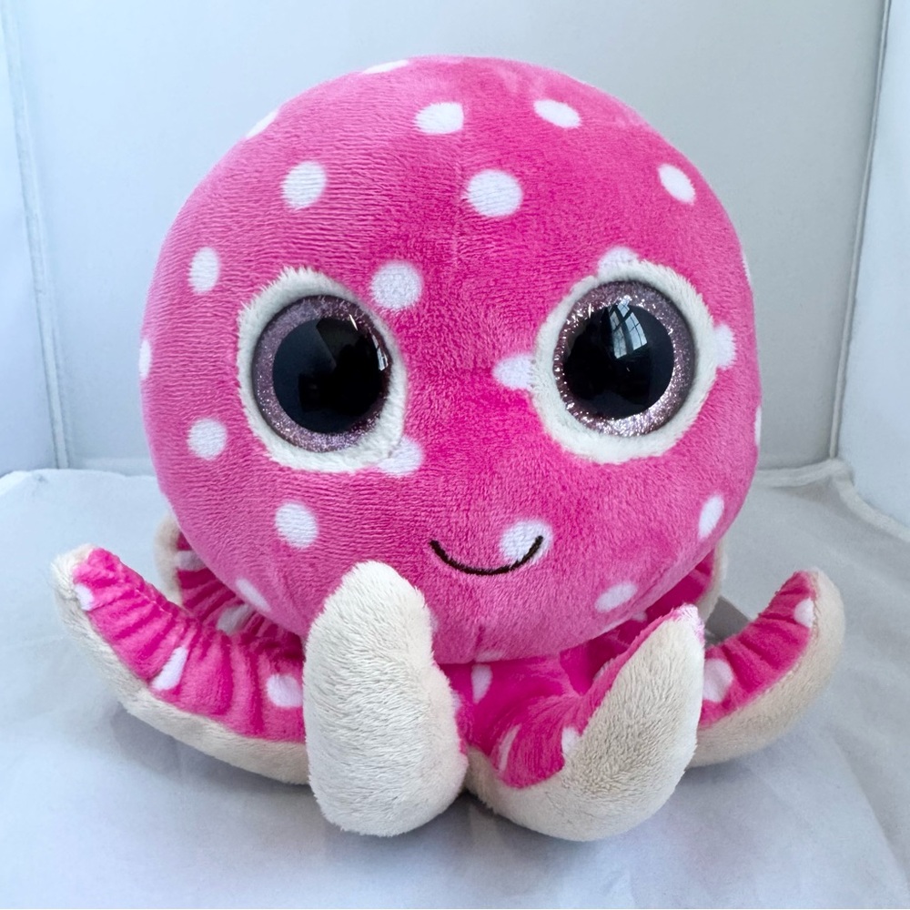 TY Beanie Boos OLLIE the Pink Octopus Glitter Eyes Stuffed Animal Plush NWT